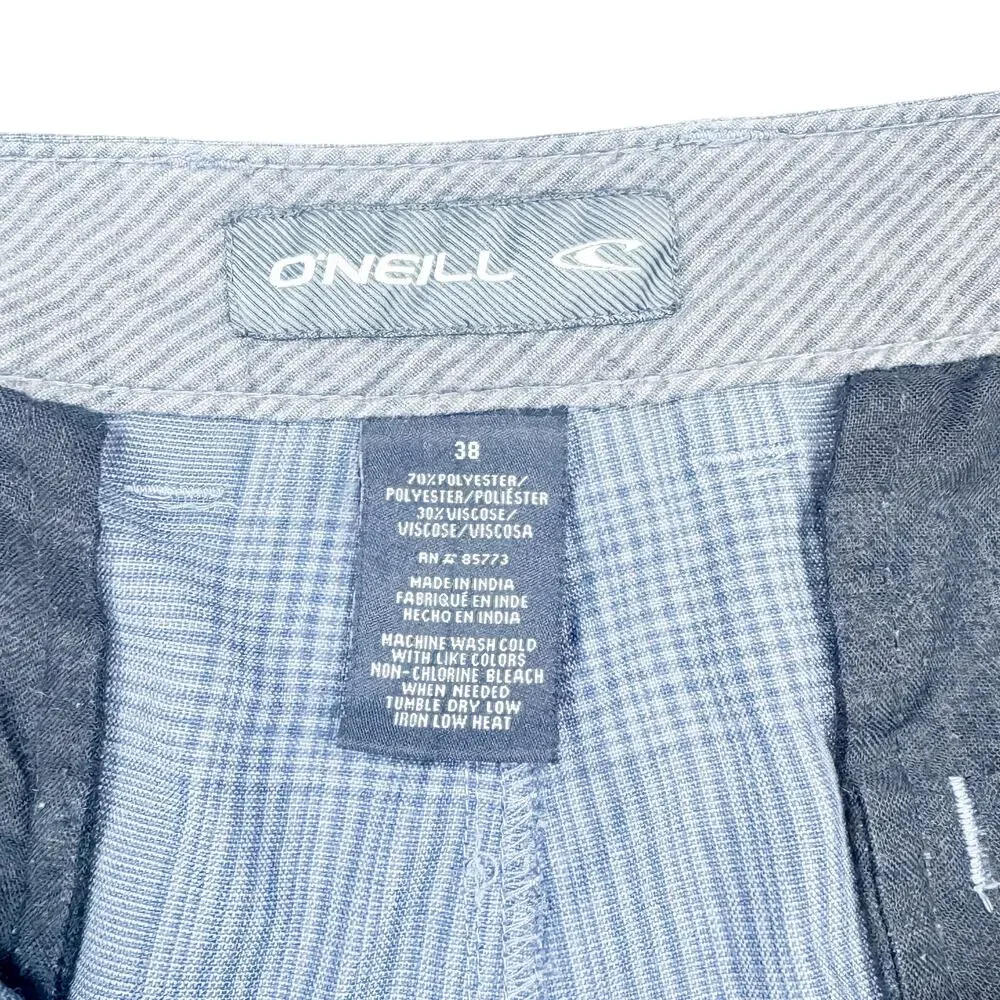 O'Neill Men's Gray Plaid Hybrid Shorts Size 38